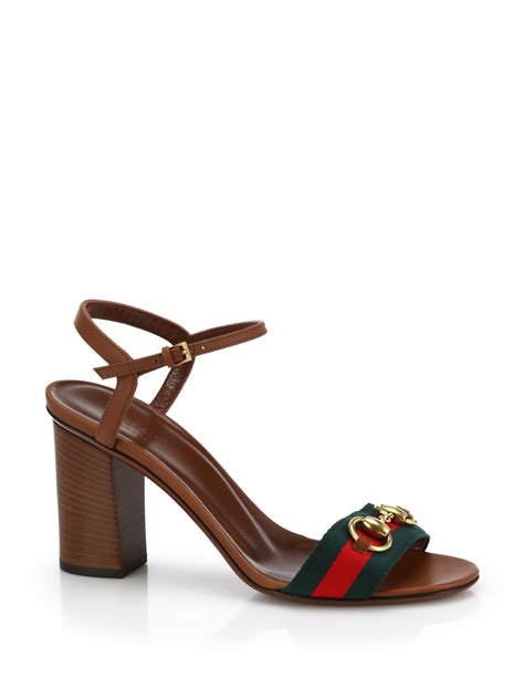 brown horsebit sandals gucci|Gucci Horsebit block heel sandals.